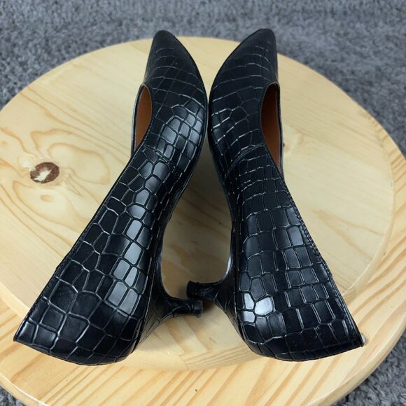 Vionic Josie Croc Kitten Heels Womens Size 7 Black Leather Pointed Toe Pump - Picture 6 of 9